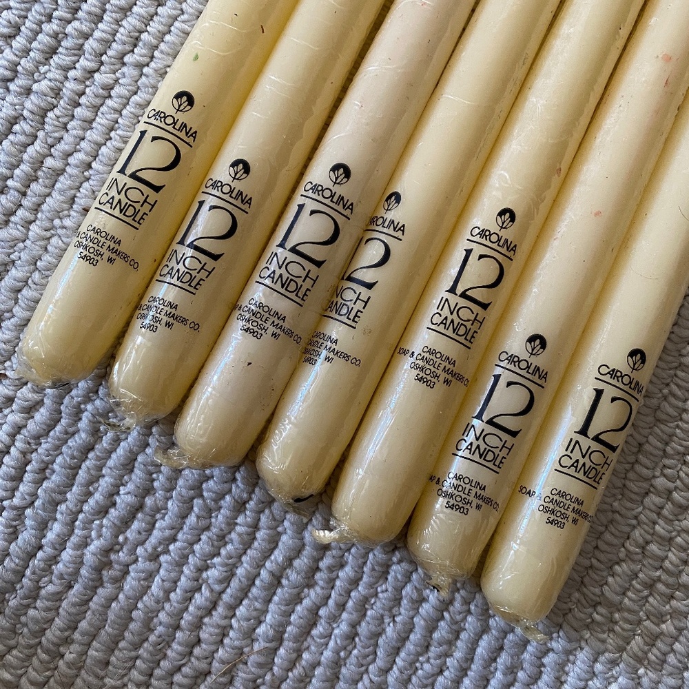 VTG I Carolina I 7 Creamy White Dinner Tapers Candles I 12-inch
